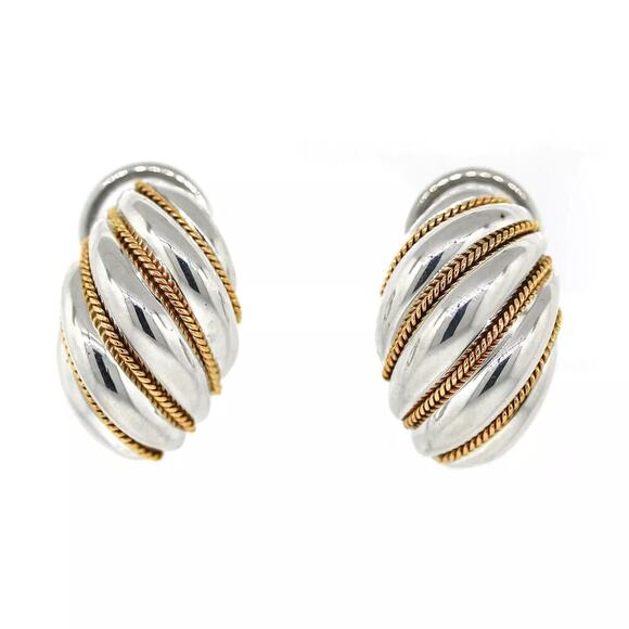 Tiffany & Co. Authentic Vintage Gold-Tone Clip-On Earrings - Picture 1 of 10